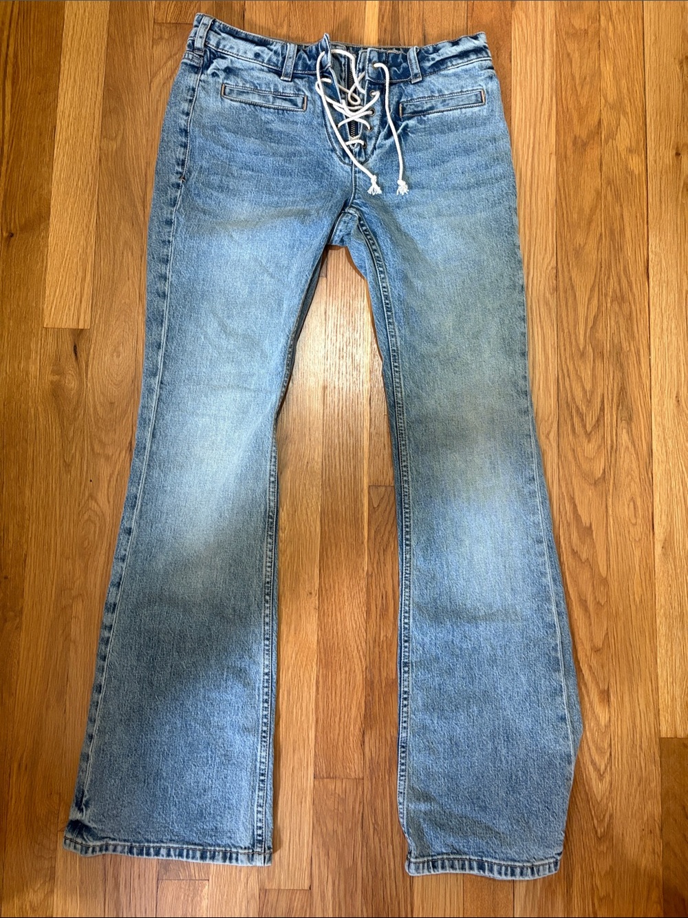Pilcro women’s Light Blue Lace-Up Bootcut Jeans